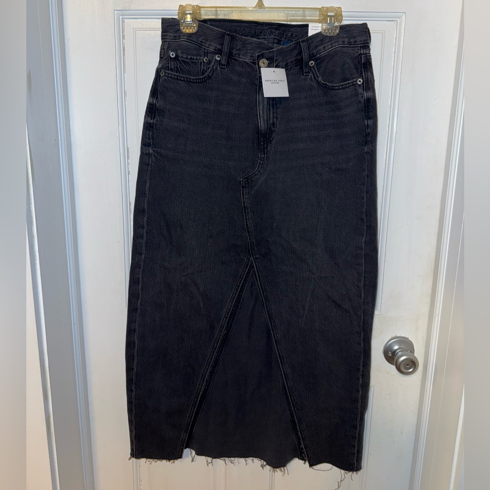 Black Denim Maxi Skirt